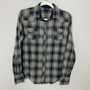 KUHL Plaid Long Sleeve Snap Front Western Shirt Womens Medium Country Equestrian